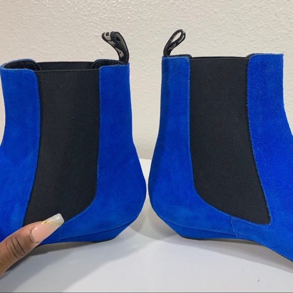 Bimba Y Lola Chelsea Boots Blue Suede Pointed Toe - Picture 7 of 11